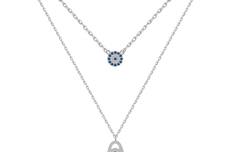 Evil Eye Layered Necklace Silver