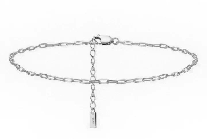 Paper Clip Silver Anklet