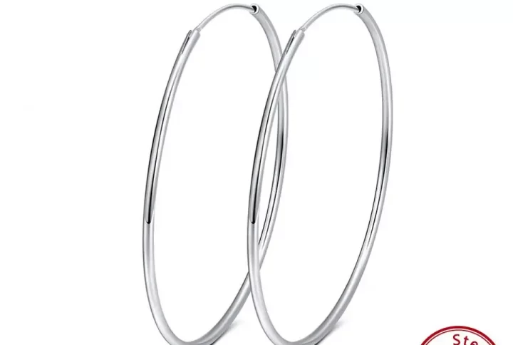 Classic Sterling Silver Hoops Earrings 50 mm