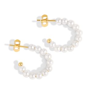 Pearl Open Hoop Earrings Gold Vermeil