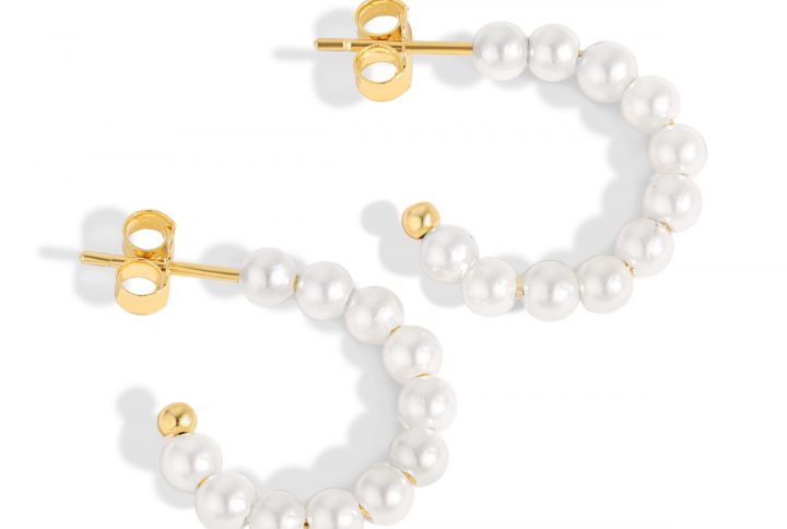 Pearl Open Hoop Earrings Gold Vermeil